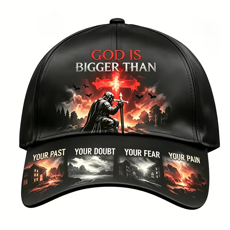Christian Faith God Is Bigger Than Your Past, Doubt, Fear & Pain Christian Faith . Premium Christian Cap