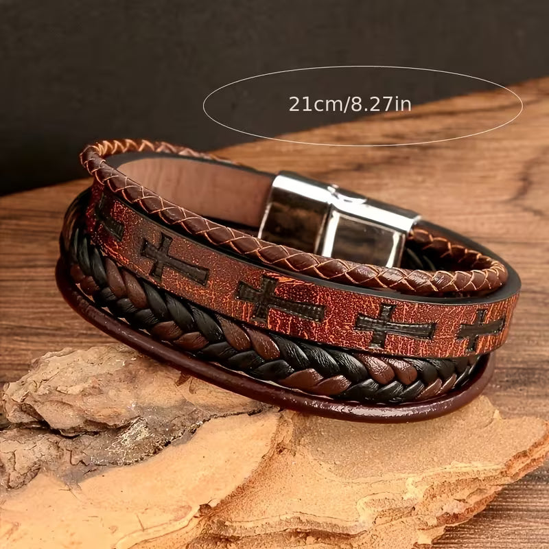 Men's Christian Vintage Leather Wristband