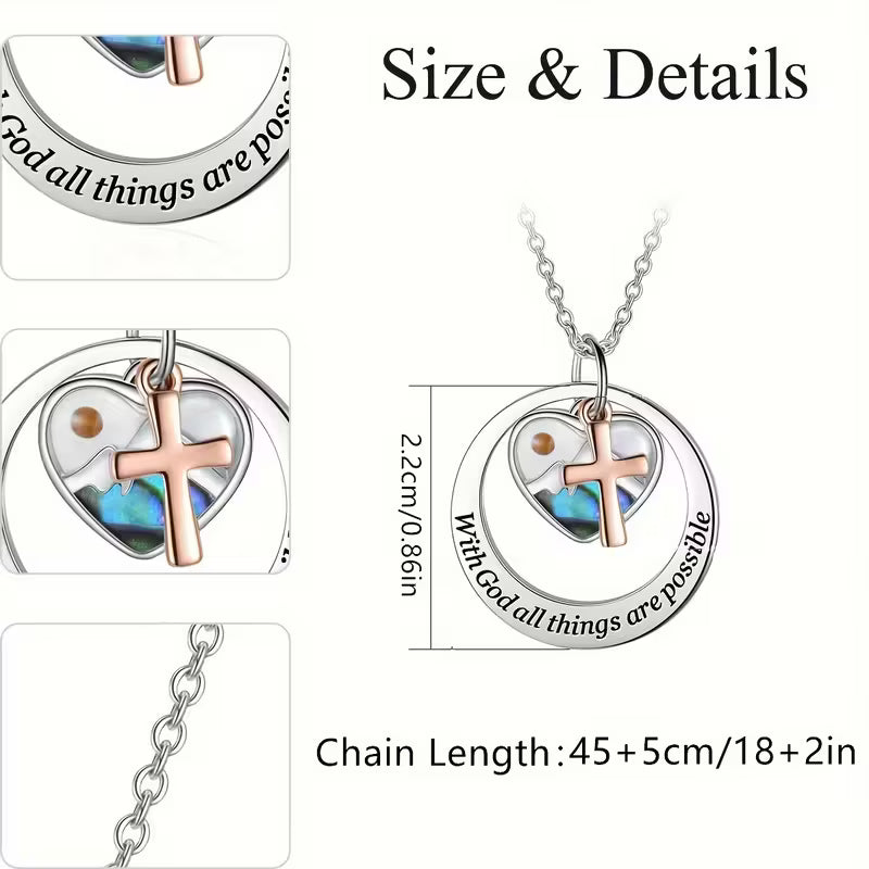 Stainless Steel Two-Tone Mustard Seed Pendant Necklace