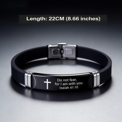 Cross 304 Bible Bracelet, a Trendy Accessory for Men, Featuring Inspirational Quotes,