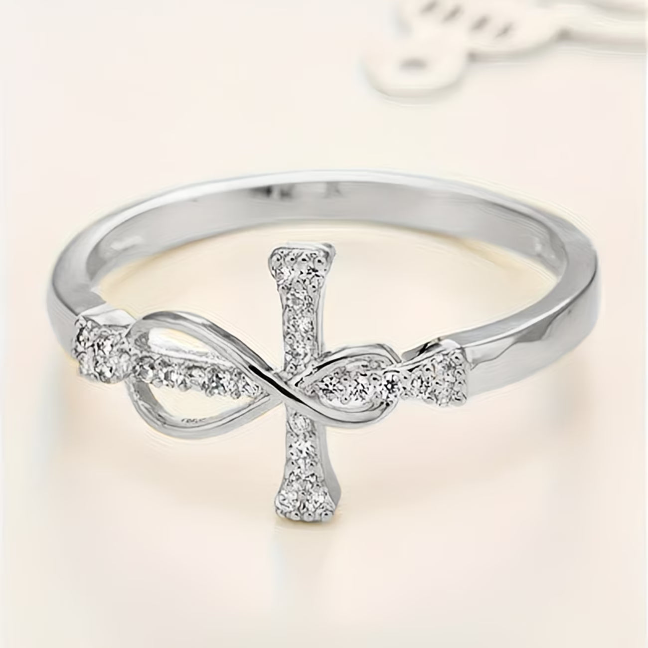 ✝️ Easter Cross Infinity Ring with Zirconia Faith • Eternity • Renewal — By TETELESTAI