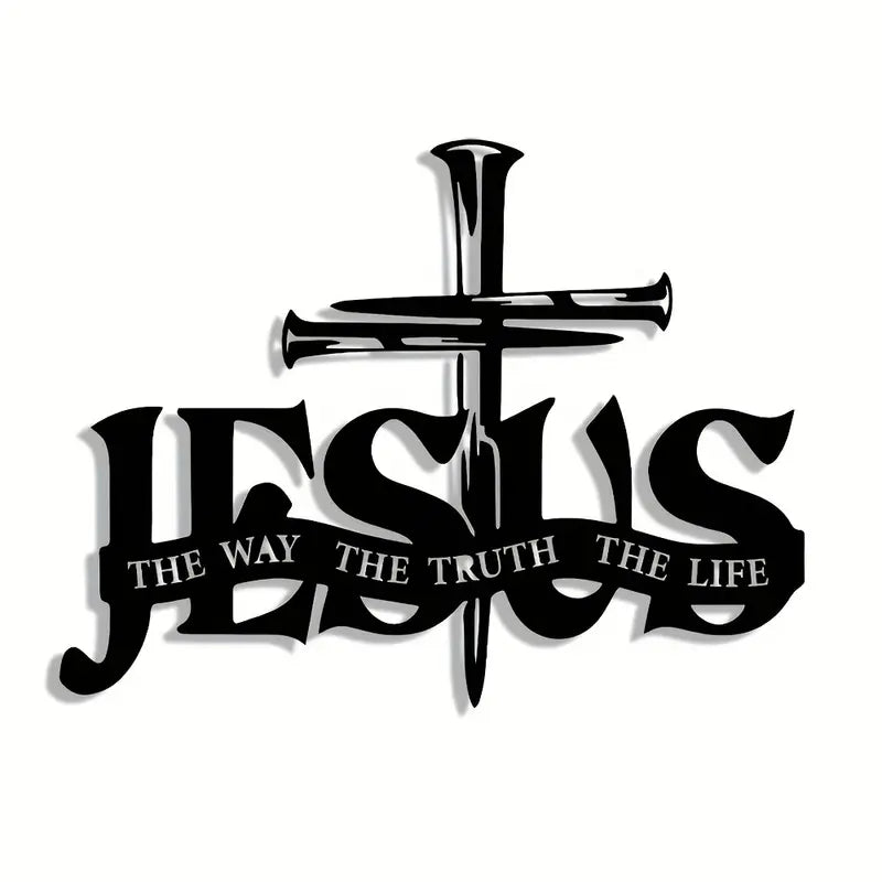 Vintage Jesus Cross Wall Art – “The Way, The Truth, The Life”