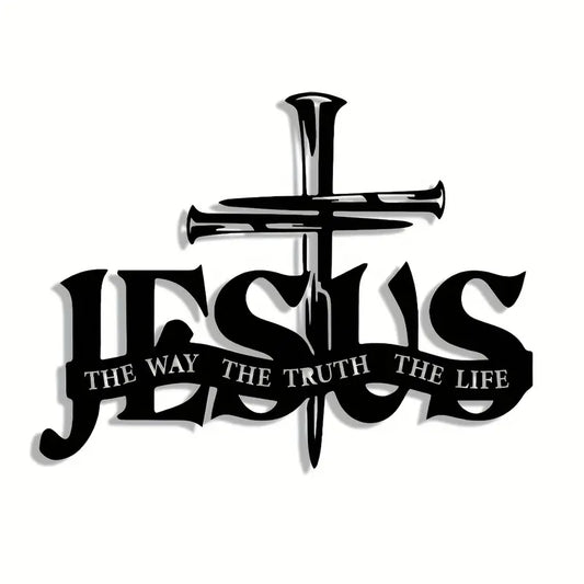 Vintage Jesus Cross Wall Art – “The Way, The Truth, The Life”