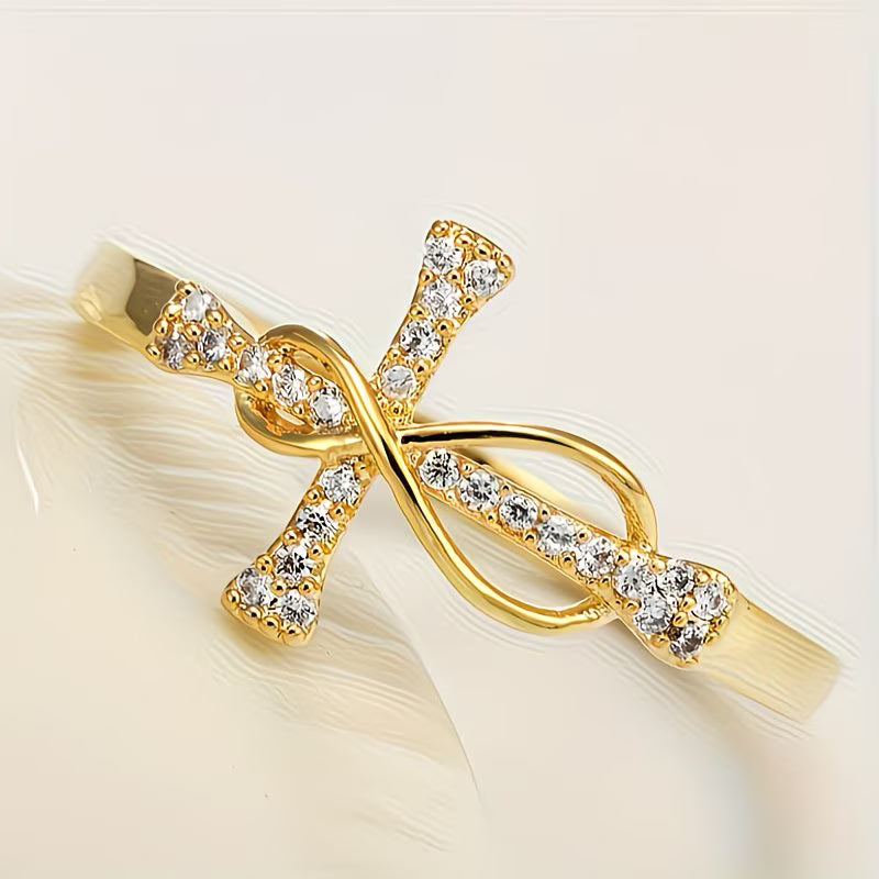 ✝️ Easter Cross Infinity Ring with Zirconia Faith • Eternity • Renewal — By TETELESTAI