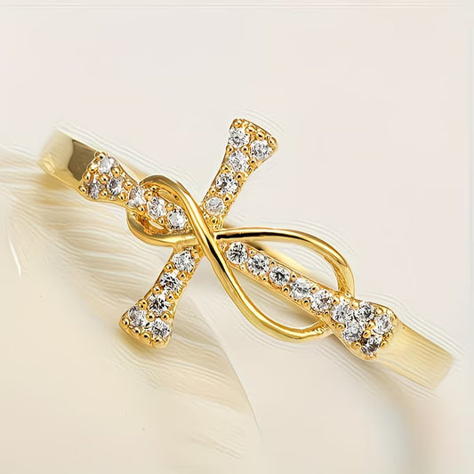 ✝️ Easter Cross Infinity Ring with Zirconia Faith • Eternity • Renewal — By TETELESTAI