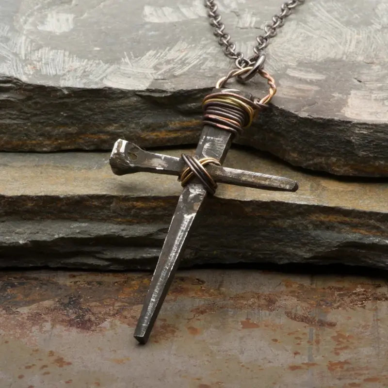 Fashion Creative Rustic Alloy Cross Pendant Necklace for Men