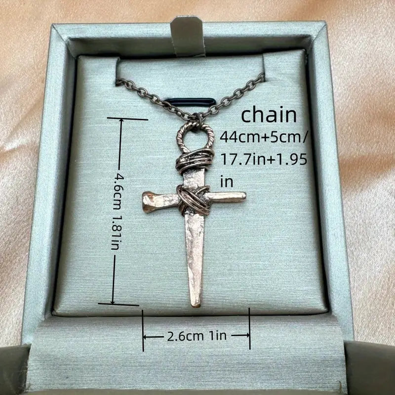 Fashion Creative Rustic Alloy Cross Pendant Necklace for Men