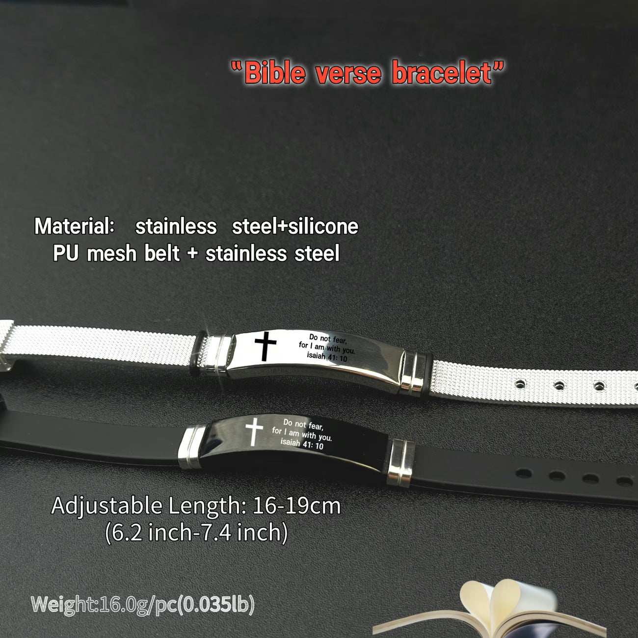 2-Piece Christian Bible Verse Wristband Set – Adjustable Scripture Bracelets for Men & Women ✝️| Faith-Inspired Gift for Men & Women