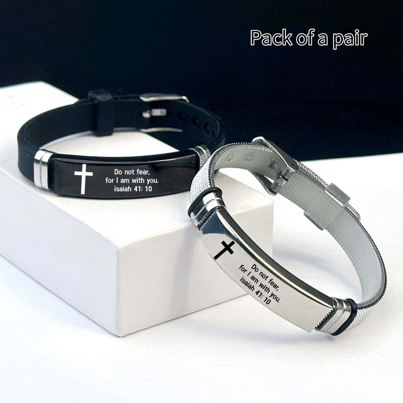2-Piece Christian Bible Verse Wristband Set – Adjustable Scripture Bracelets for Men & Women ✝️| Faith-Inspired Gift for Men & Women