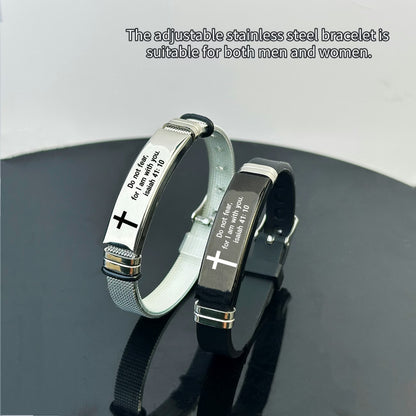2-Piece Christian Bible Verse Wristband Set – Adjustable Scripture Bracelets for Men & Women ✝️| Faith-Inspired Gift for Men & Women