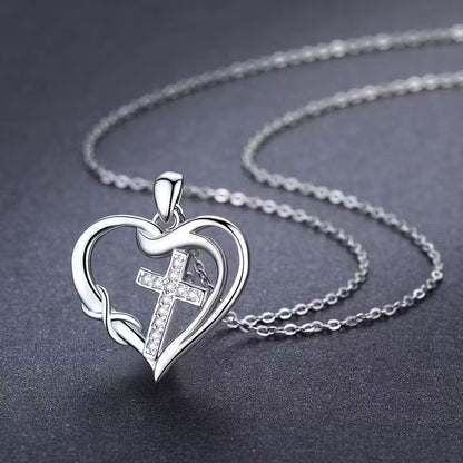 Cross Pendant Necklace – Heart &amp; Infinity Design