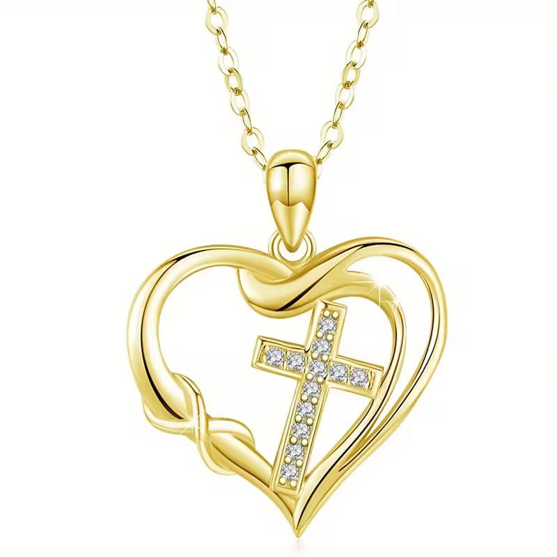 Cross Pendant Necklace – Heart &amp; Infinity Design