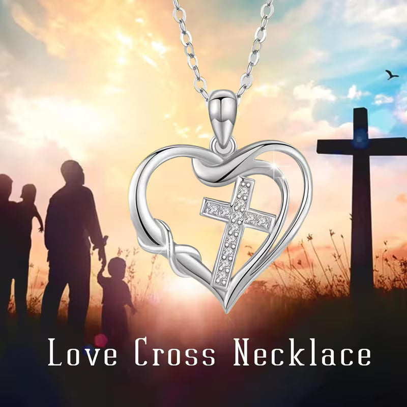 Cross Pendant Necklace – Heart &amp; Infinity Design