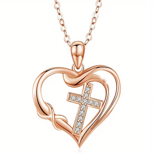 Cross Pendant Necklace – Heart &amp; Infinity Design