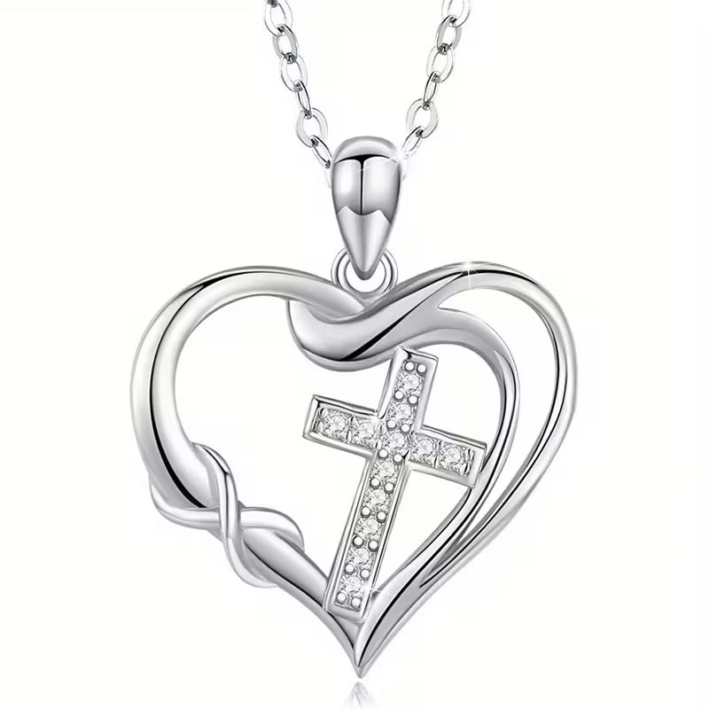 Cross Pendant Necklace – Heart &amp; Infinity Design