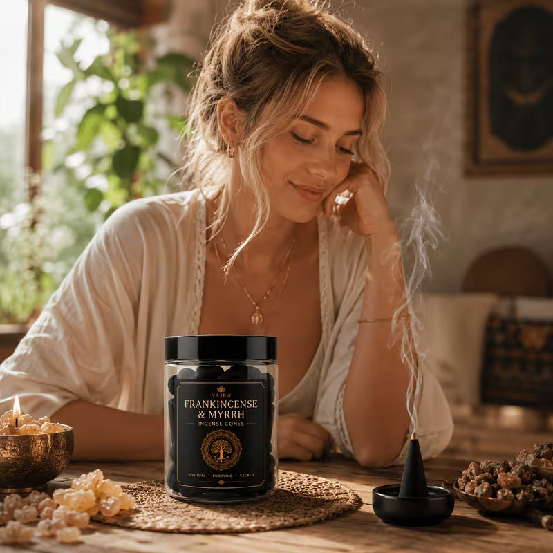 Frankincense & Myrrh Incense Cones | Handmade Natural Aromatherapy Incense | Long-Lasting Spiritual Fragrance | Prayer & Meditation Incense