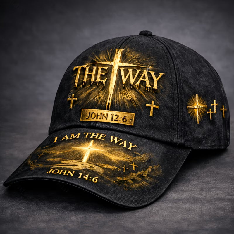Christian Bible Verse Baseball Cap – John 14:6 Cross Design Adjustable Unisex Faith Hat | "I Am The Way, The Truth & The Life" Christian Cap for Church, Daily Wear & Outdoor Activities