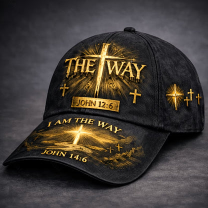 Christian Bible Verse Baseball Cap – John 14:6 Cross Design Adjustable Unisex Faith Hat | "I Am The Way, The Truth & The Life" Christian Cap for Church, Daily Wear & Outdoor Activities