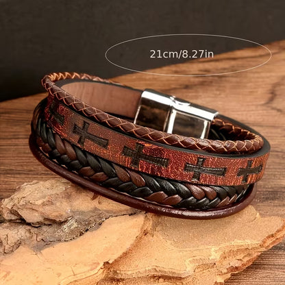 Men's Christian Vintage Leather Wristband