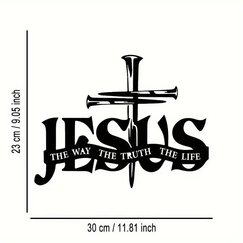 Vintage Jesus Cross Wall Art – “The Way, The Truth, The Life”