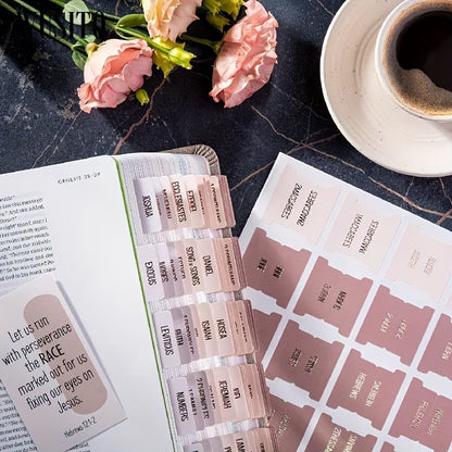 WUSITO Rose Gold Bible Tabs – Elegant Laminated Scripture Index Markers ✝️