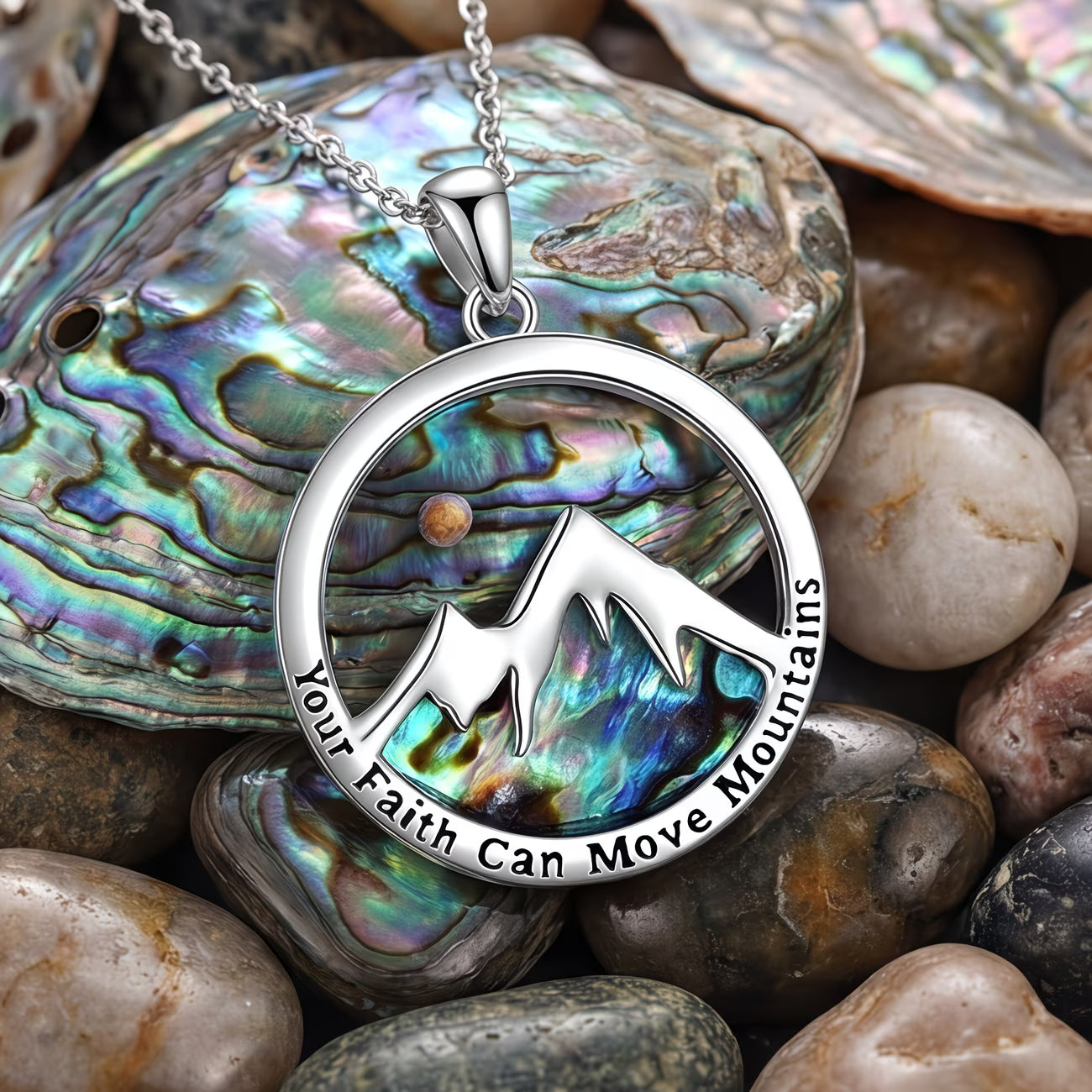 ✝️ “Move Mountains” Christian Necklace Pendant Faith-Inspired Jewellery — By TETELESTAI