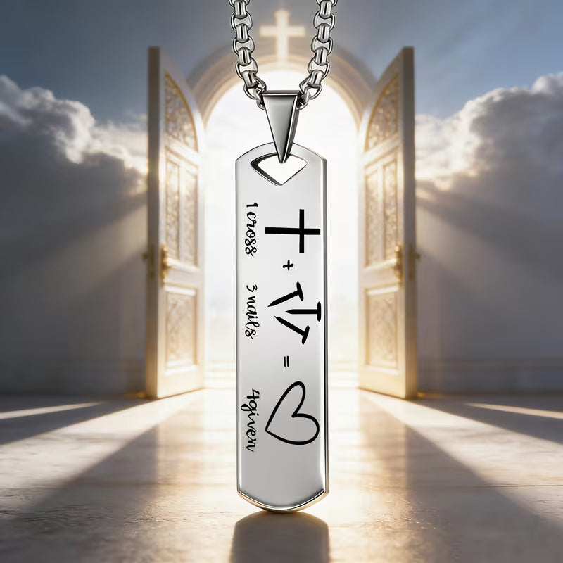 1 Cross + 3 Nails = Forgiven Christian Pendant Necklace