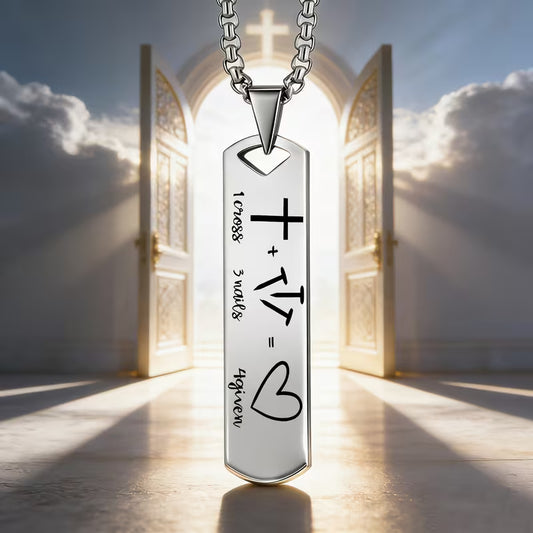1 Cross + 3 Nails = Forgiven Christian Pendant Necklace