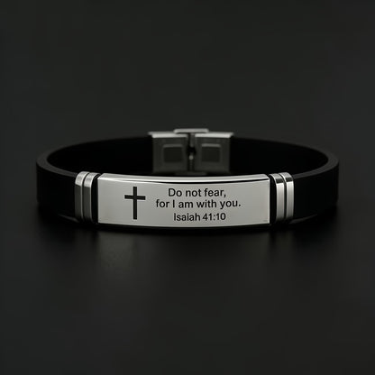 Cross 304 Bible Bracelet, a Trendy Accessory for Men, Featuring Inspirational Quotes