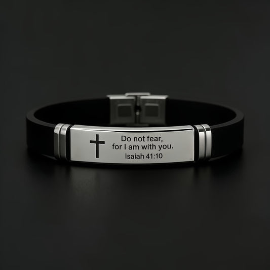 Cross 304 Bible Bracelet, a Trendy Accessory for Men, Featuring Inspirational Quotes