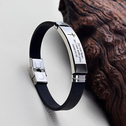 Cross 304 Bible Bracelet, a Trendy Accessory for Men, Featuring Inspirational Quotes