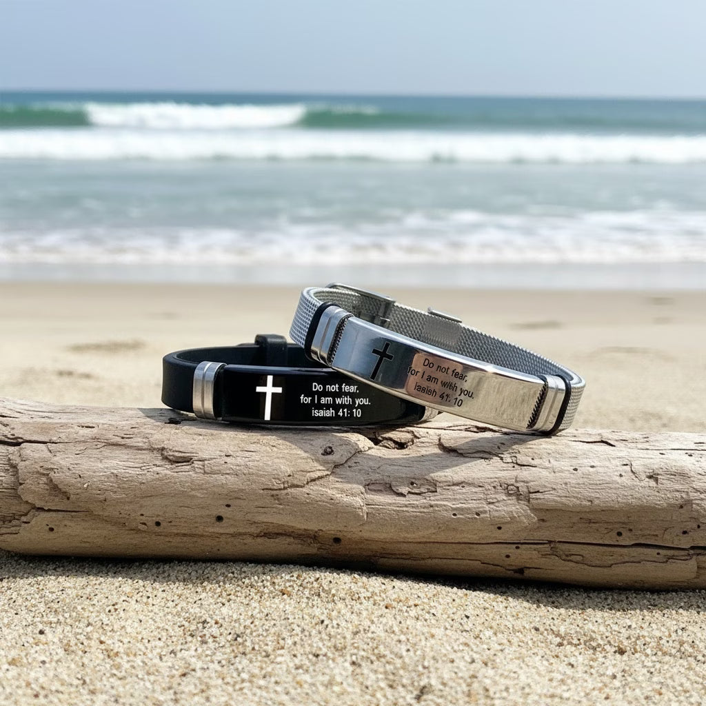 2-Piece Christian Bible Verse Wristband Set – Adjustable Scripture Bracelets for Men & Women ✝️| Faith-Inspired Gift for Men & Women
