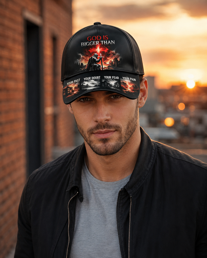 Christian Faith God Is Bigger Than Your Past, Doubt, Fear & Pain Christian Faith . Premium Christian Cap
