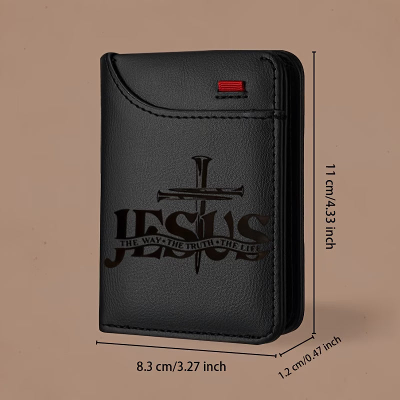 ✝️ Men’s Faith Letter Print Wallet Fish Symbol Christian Wallet | Multifunctional Card Holder & Coin Purse — By TETELESTAI