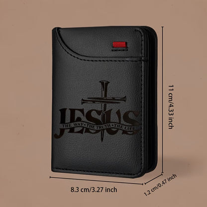 ✝️ Men’s Faith Letter Print Wallet Fish Symbol Christian Wallet | Multifunctional Card Holder & Coin Purse — By TETELESTAI