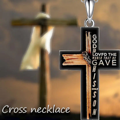 Stylish Men's Prayer Cross Pendant Necklace .