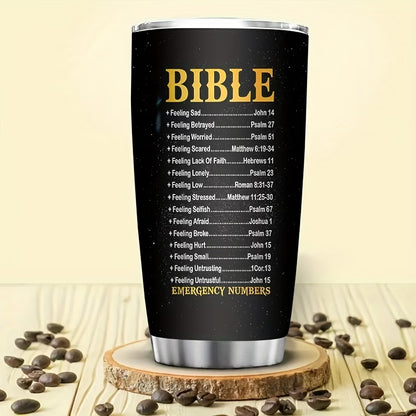 20oz Stainless Steel Christian Tumbler with Lion Design - Inspirational Bible Verse Travel Mug
