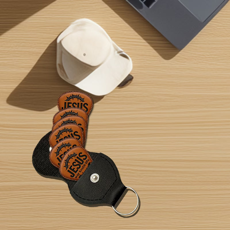 A premium 6-piece guitar pick set with stylish designs and a portable black pouch — perfect for worship, practice, and gifting.