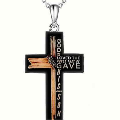 Stylish Men's Prayer Cross Pendant Necklace .