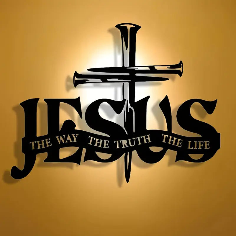 Vintage Jesus Cross Wall Art – “The Way, The Truth, The Life”