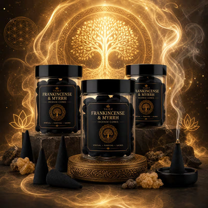 Frankincense & Myrrh Incense Cones | Handmade Natural Aromatherapy Incense | Long-Lasting Spiritual Fragrance | Prayer & Meditation Incense