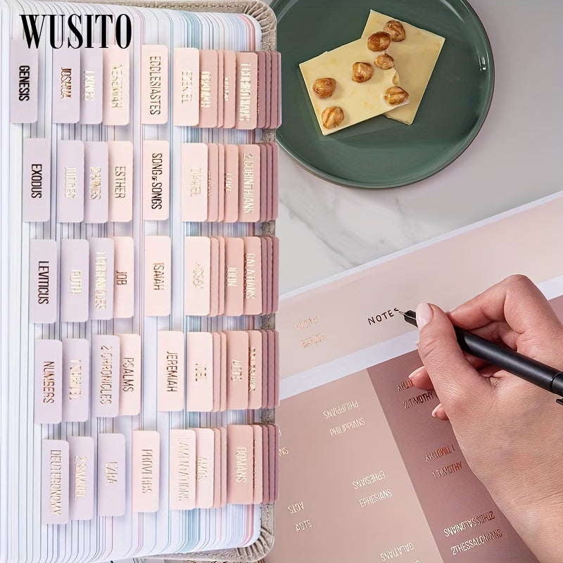 WUSITO Rose Gold Bible Tabs – Elegant Laminated Scripture Index Markers ✝️