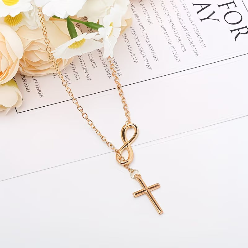 ✝️ Simple figure 8 Cross Short Necklace Faith • Infinity • Purpose — By TETELESTAI
