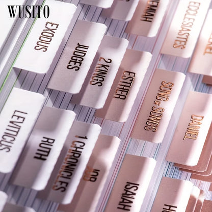 WUSITO Rose Gold Bible Tabs – Elegant Laminated Scripture Index Markers ✝️
