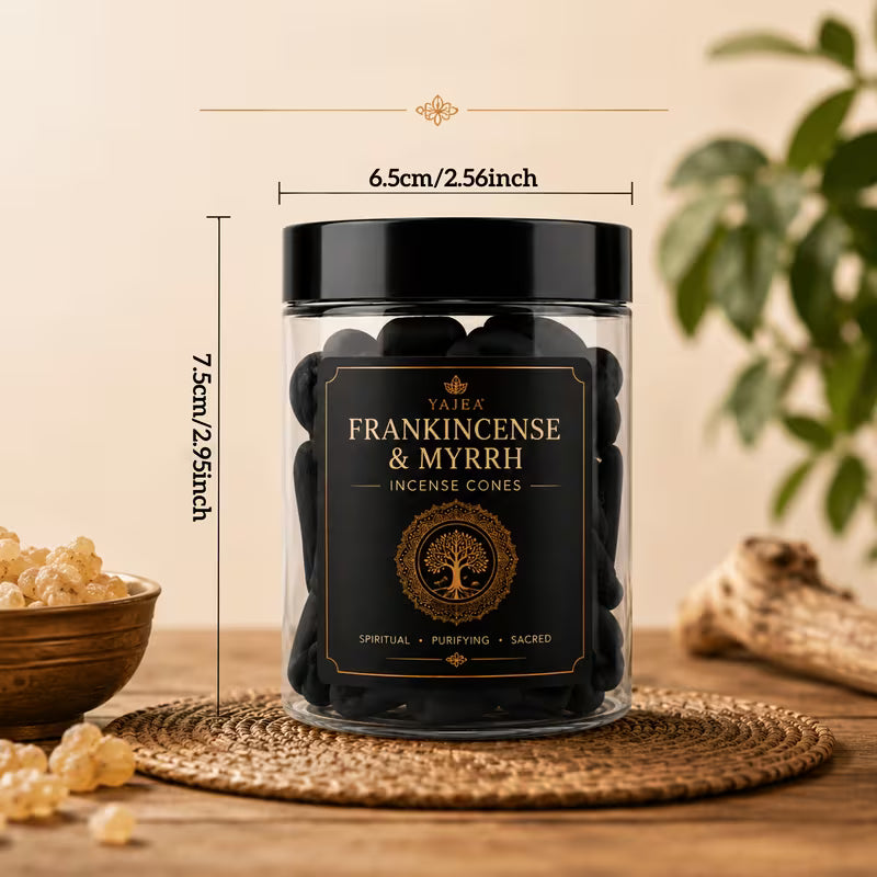 Frankincense & Myrrh Incense Cones | Handmade Natural Aromatherapy Incense | Long-Lasting Spiritual Fragrance | Prayer & Meditation Incense