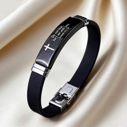 Cross 304 Bible Bracelet, a Trendy Accessory for Men, Featuring Inspirational Quotes,