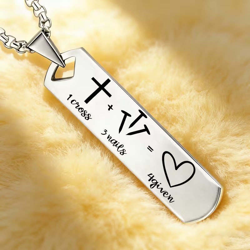 1 Cross + 3 Nails = Forgiven Christian Pendant Necklace