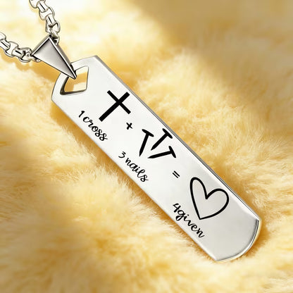 1 Cross + 3 Nails = Forgiven Christian Pendant Necklace
