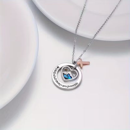 Stainless Steel Two-Tone Mustard Seed Pendant Necklace