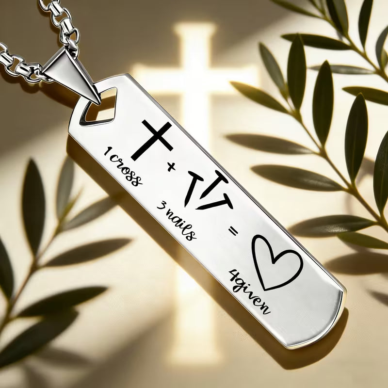 1 Cross + 3 Nails = Forgiven Christian Pendant Necklace